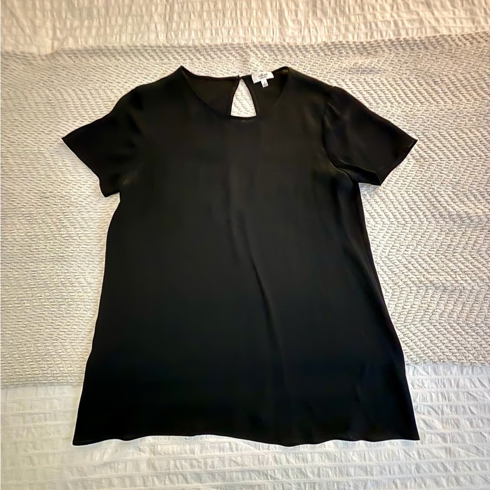 Black Silk T-Shirt with Large Back Keyhole Cutout